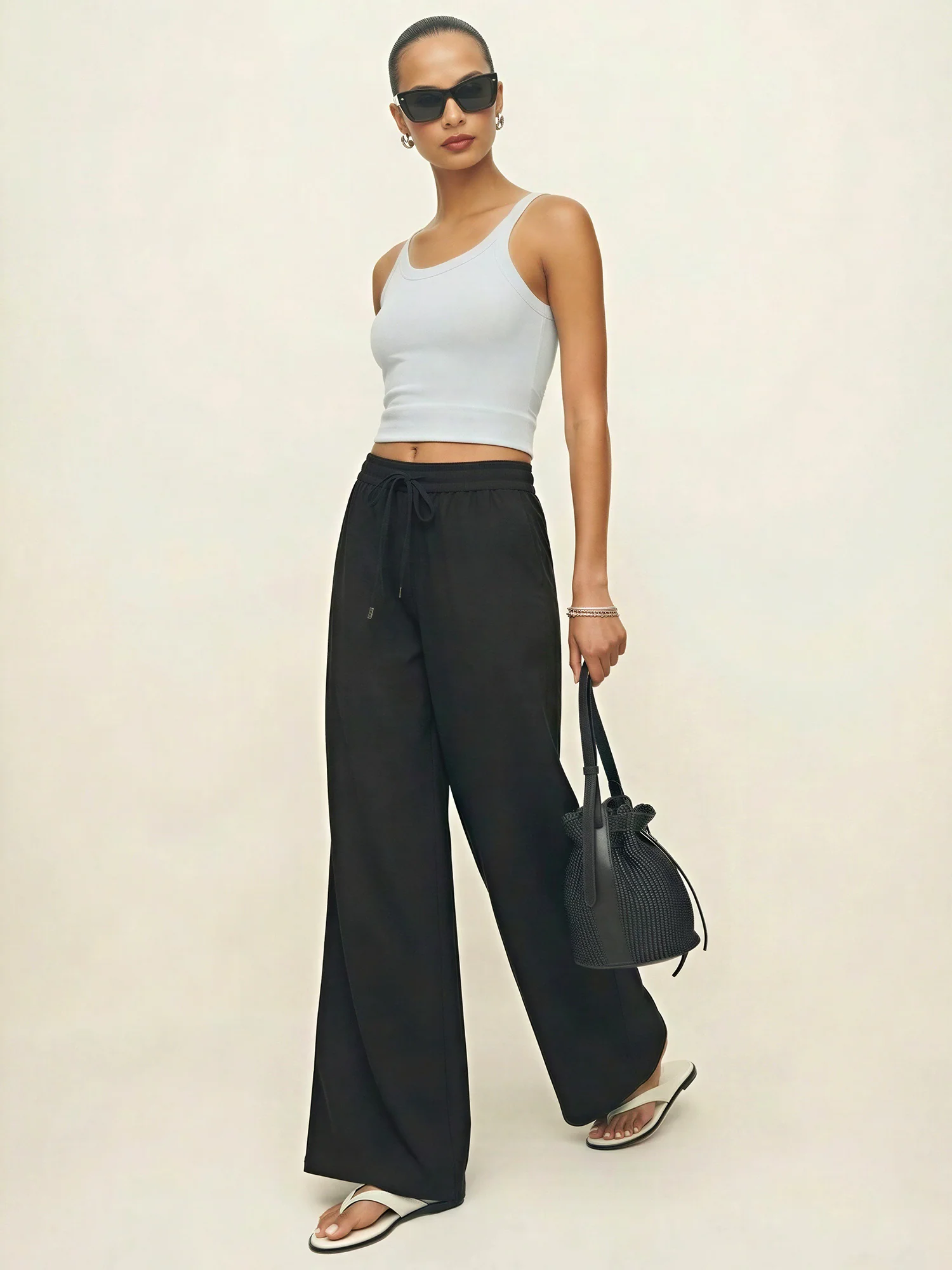Tie Waist Pull On Suting Pants - Image 3