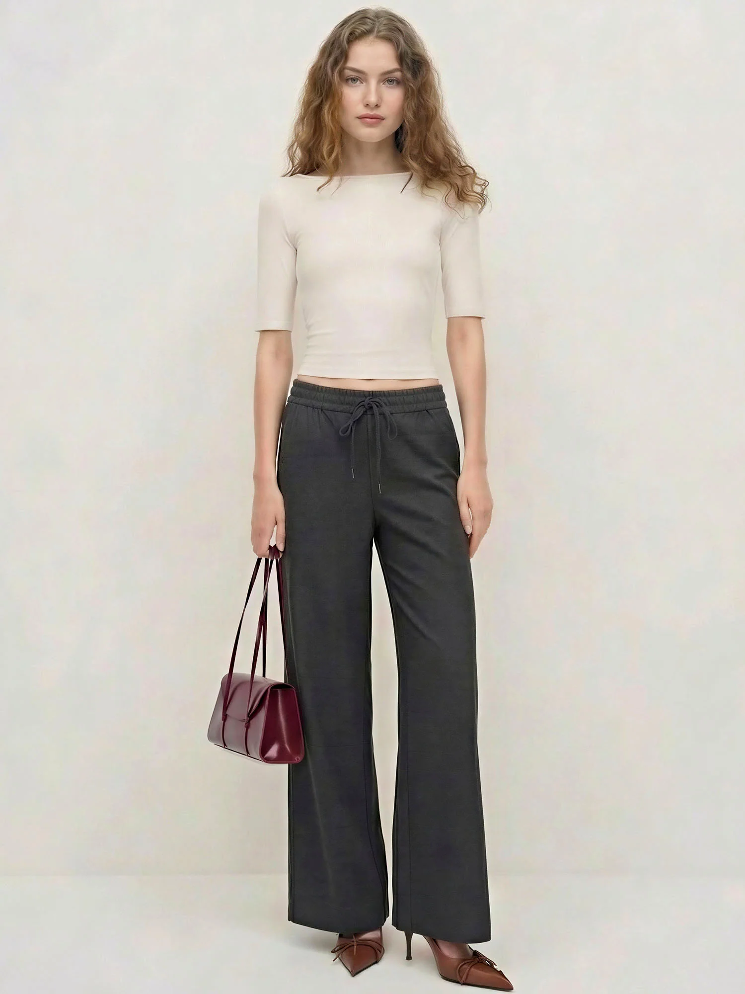 Tie Waist Pull On Suting Pants - Image 6