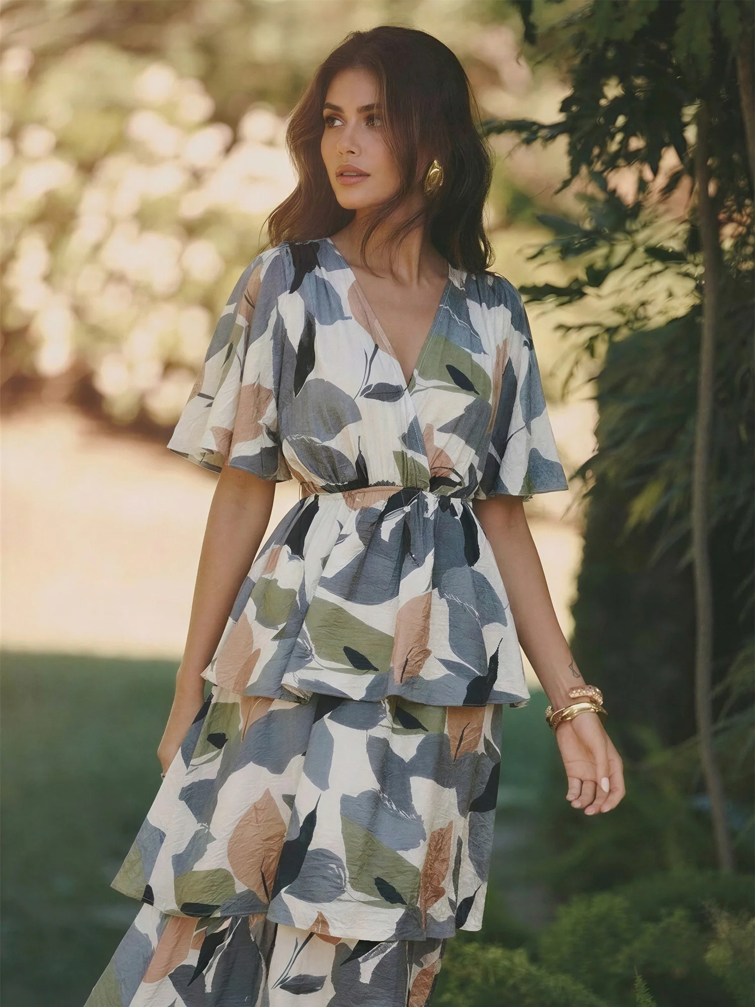 Tiered Midi Woven Dress - Image 3