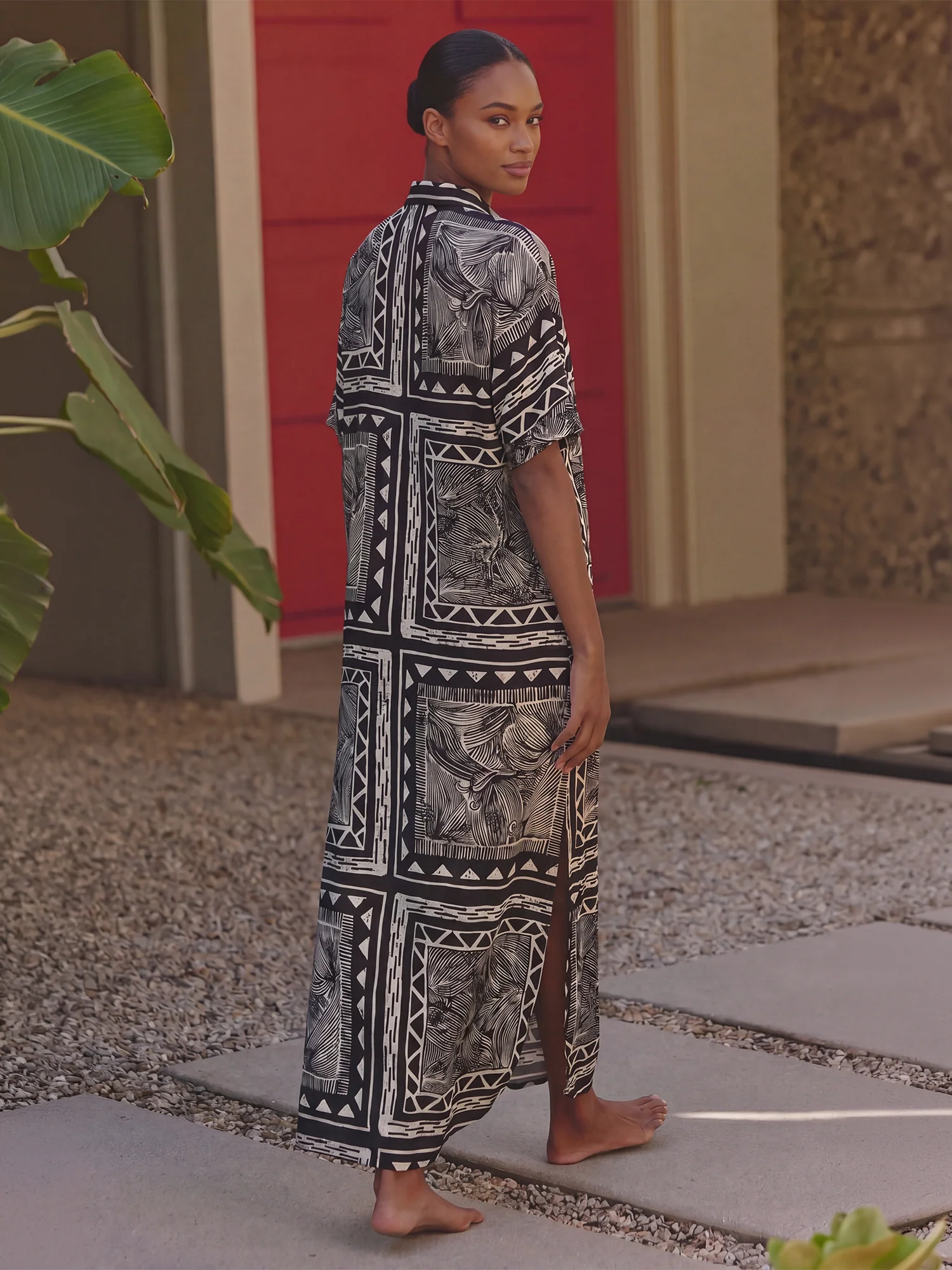 Tribal Print Woven Shirt Dress - Image 3