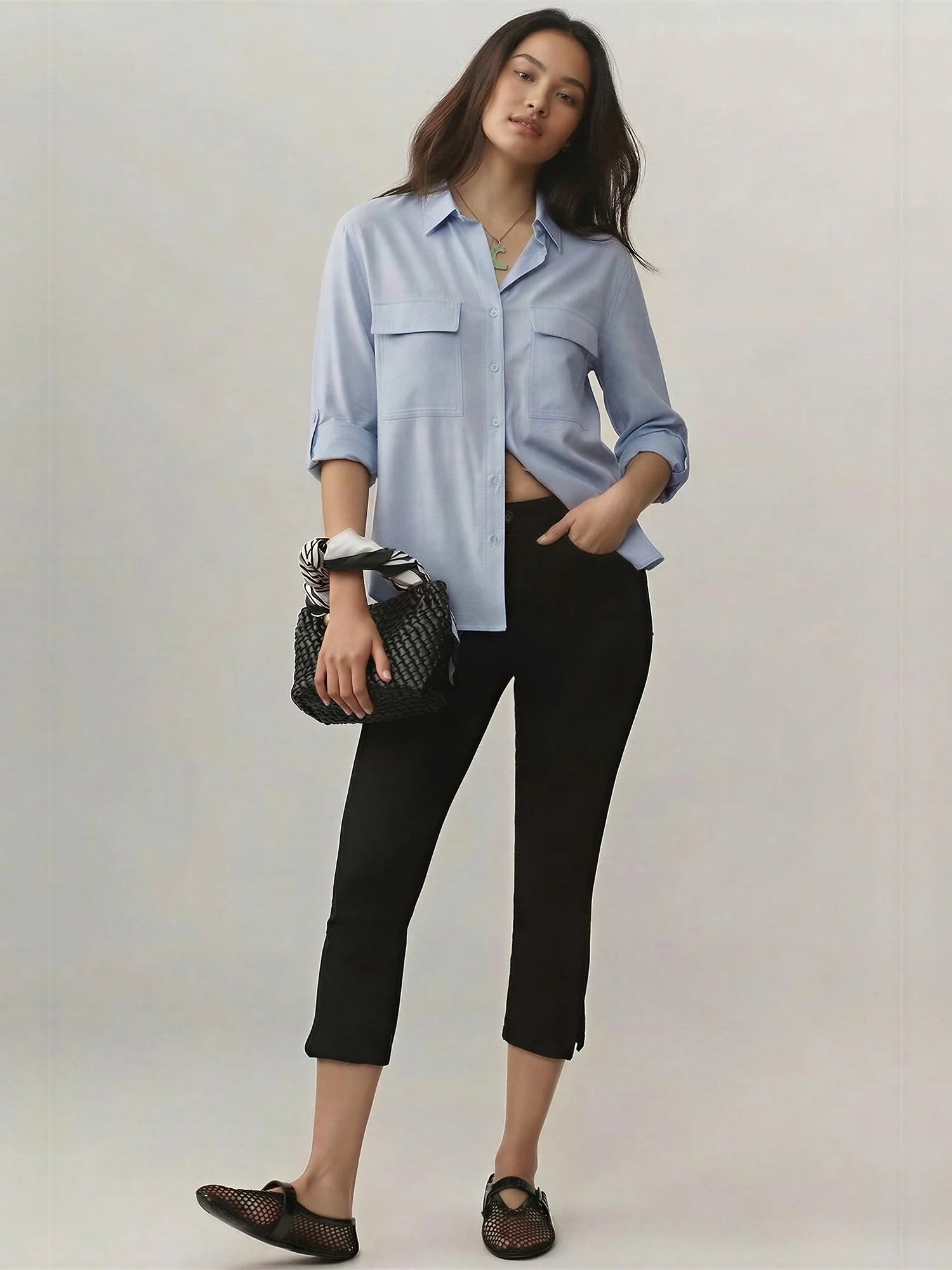 Utility Two Pocket Linen Blend Button Down Shirt - Image 6